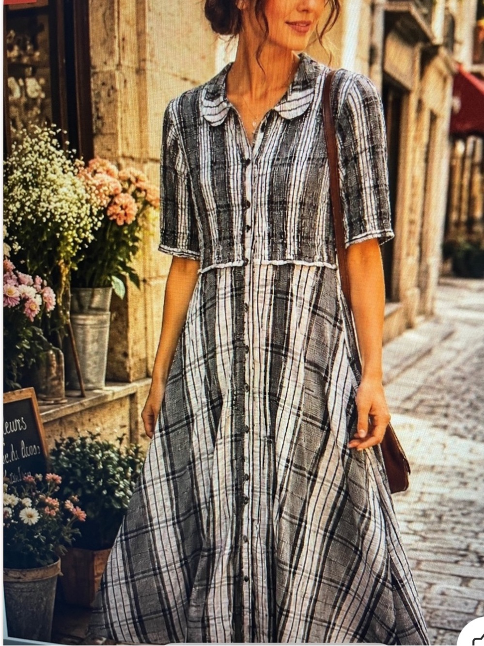 Anthropologie Maeve Plaid Midi Dress / Cottagecore Academia Button Front
Dress